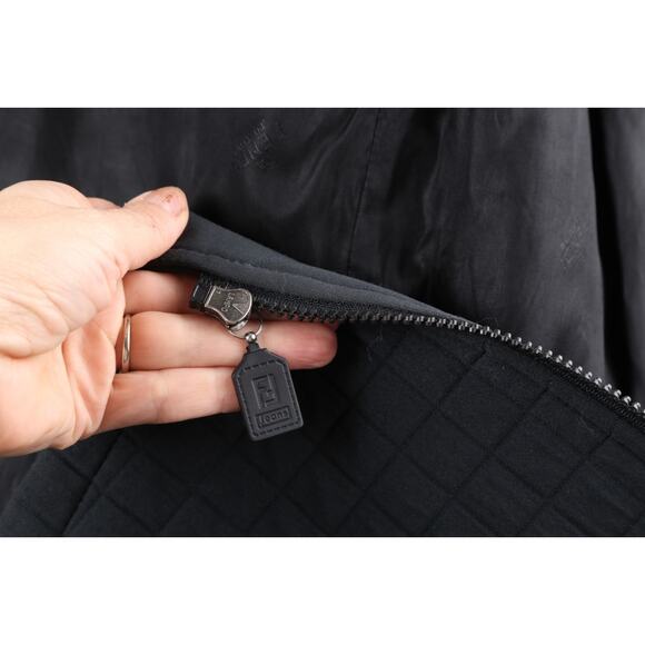 Vintage FENDI Jeans Roma Amor Black Quilted Zip Midi Jacket Size 42 - Picture 15 of 16